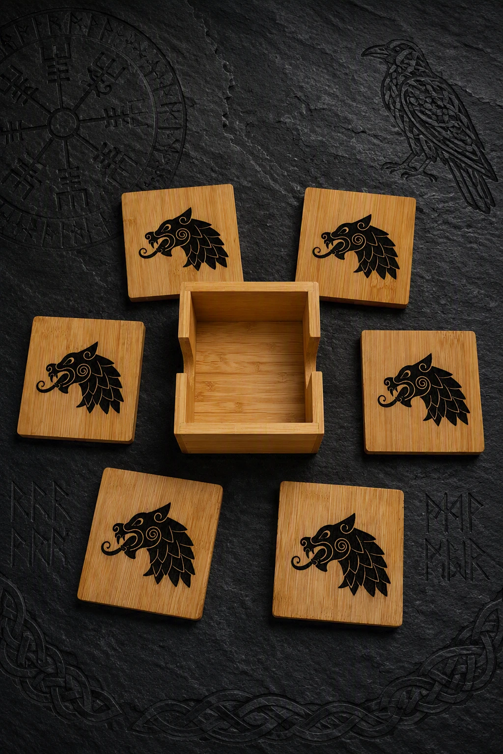 Dragon Head Viking Coaster Set