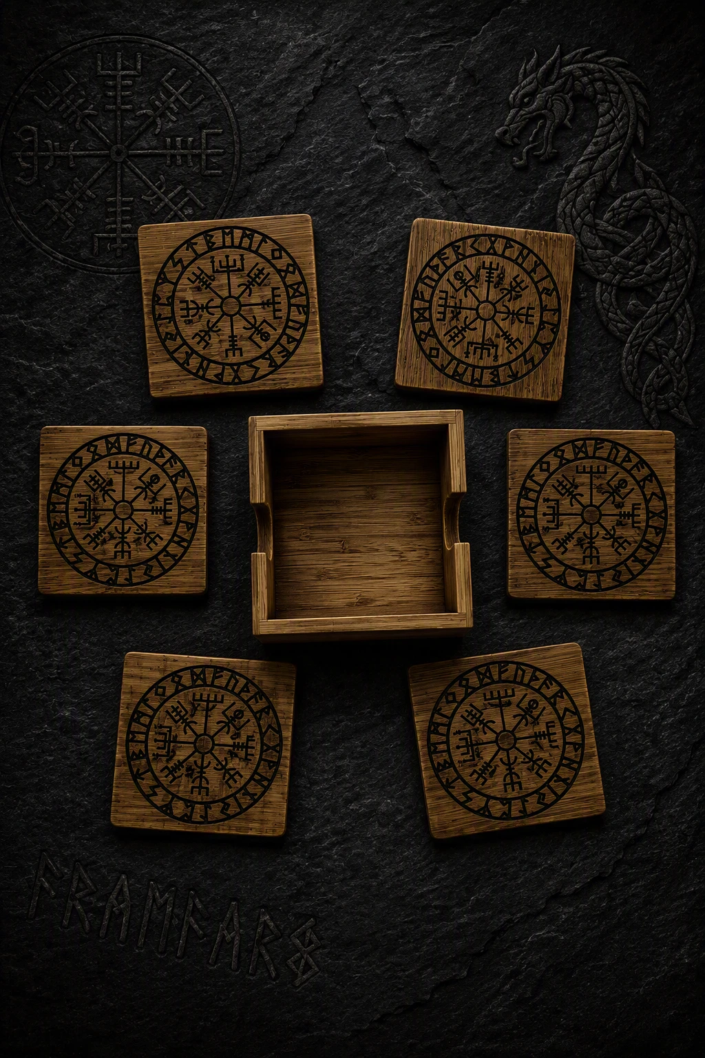 Dragon Head Viking Coaster Set