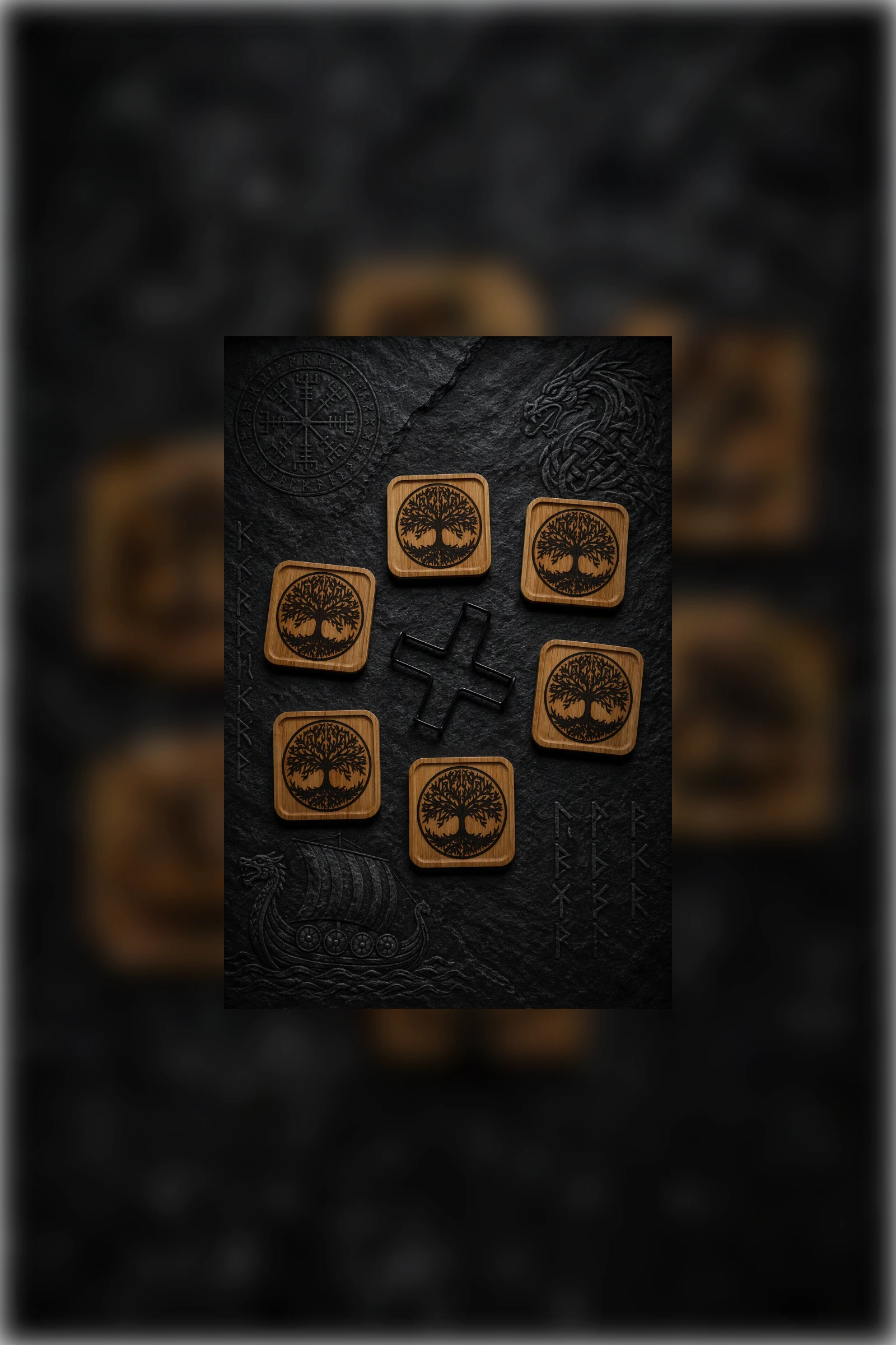 Dragon Head Viking Coaster Set