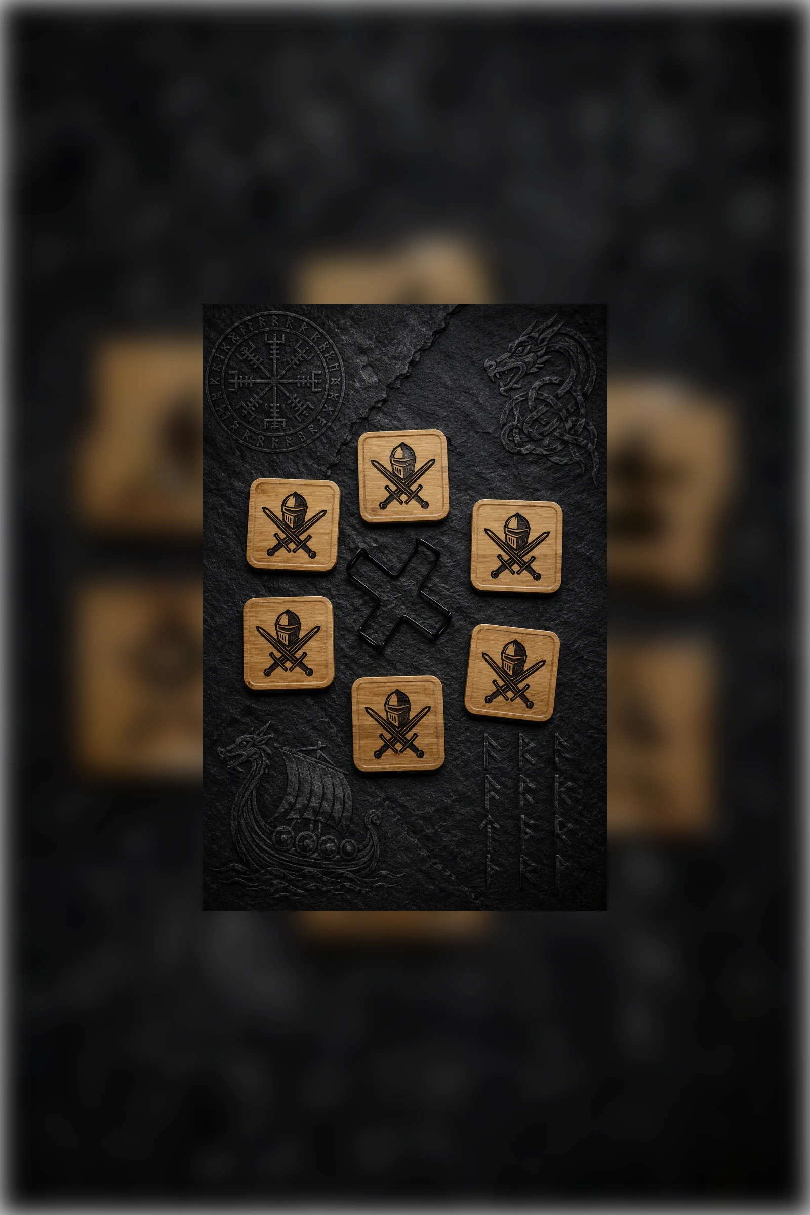 Dragon Head Viking Coaster Set