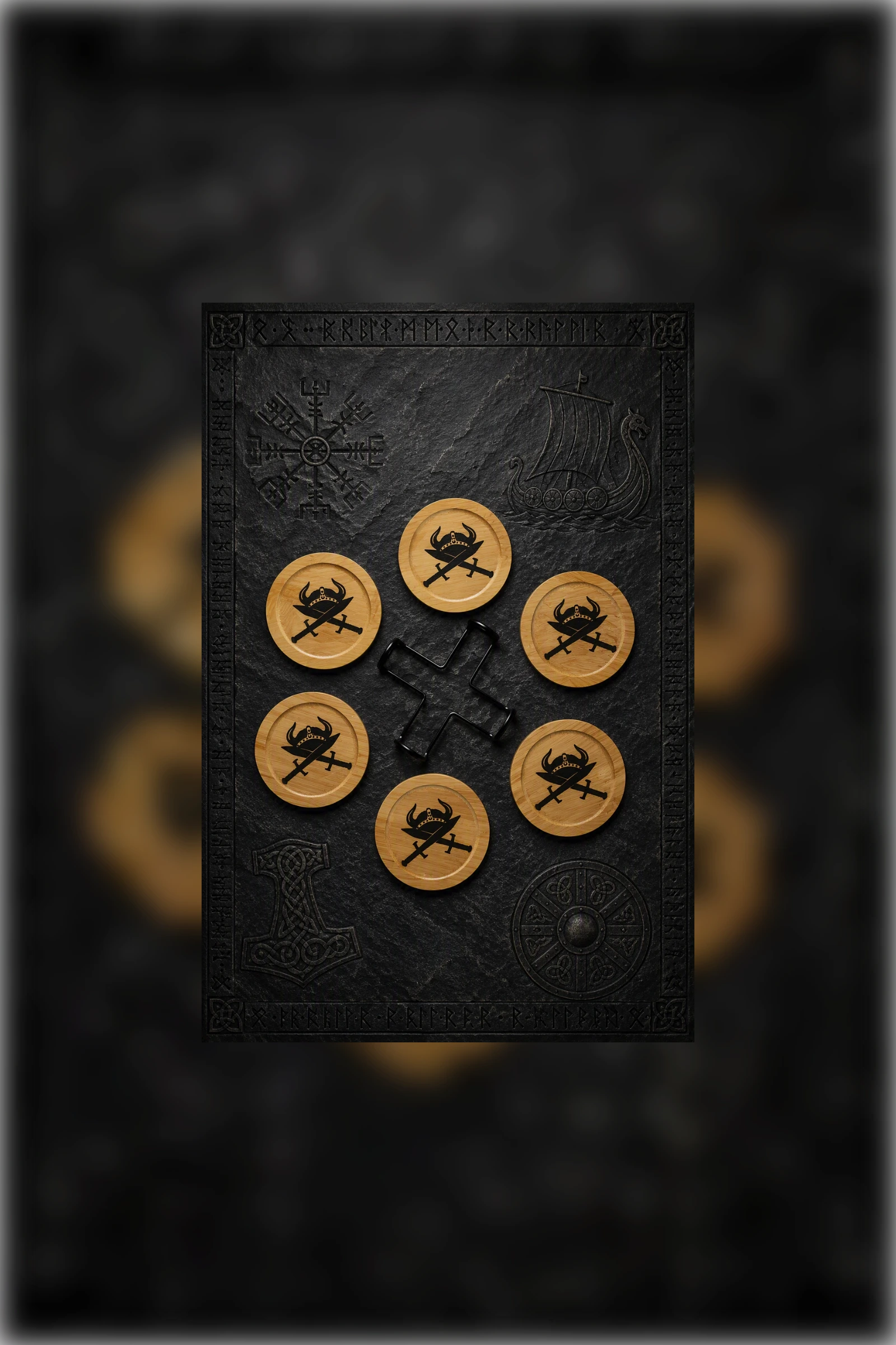 Dragon Head Viking Coaster Set