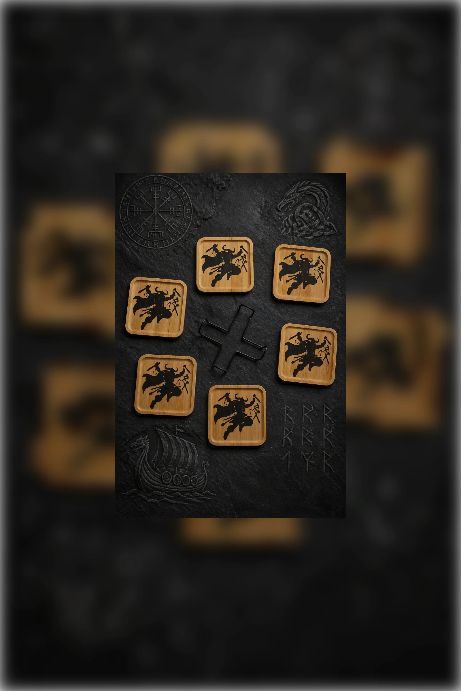 Dragon Head Viking Coaster Set